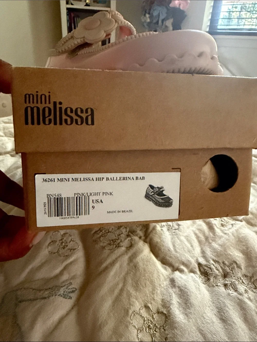 Mini Melissa Girls' Blush Pink Flower Mary Jane Shoes